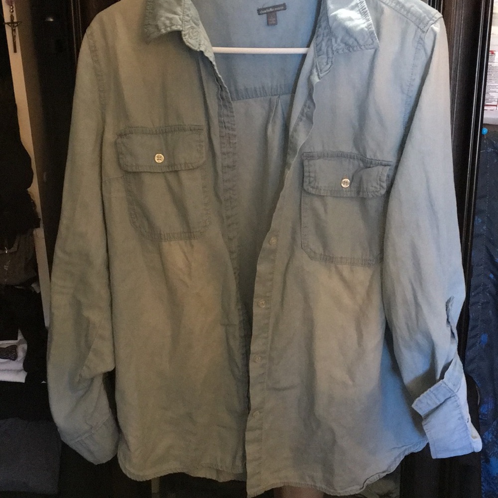 Charolette Russe cotton denim button up, Large.